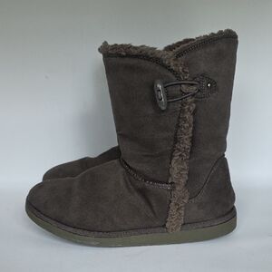 Airwalk Taupe Gray Faux Suede & Fleece Slip On Boots 8.5